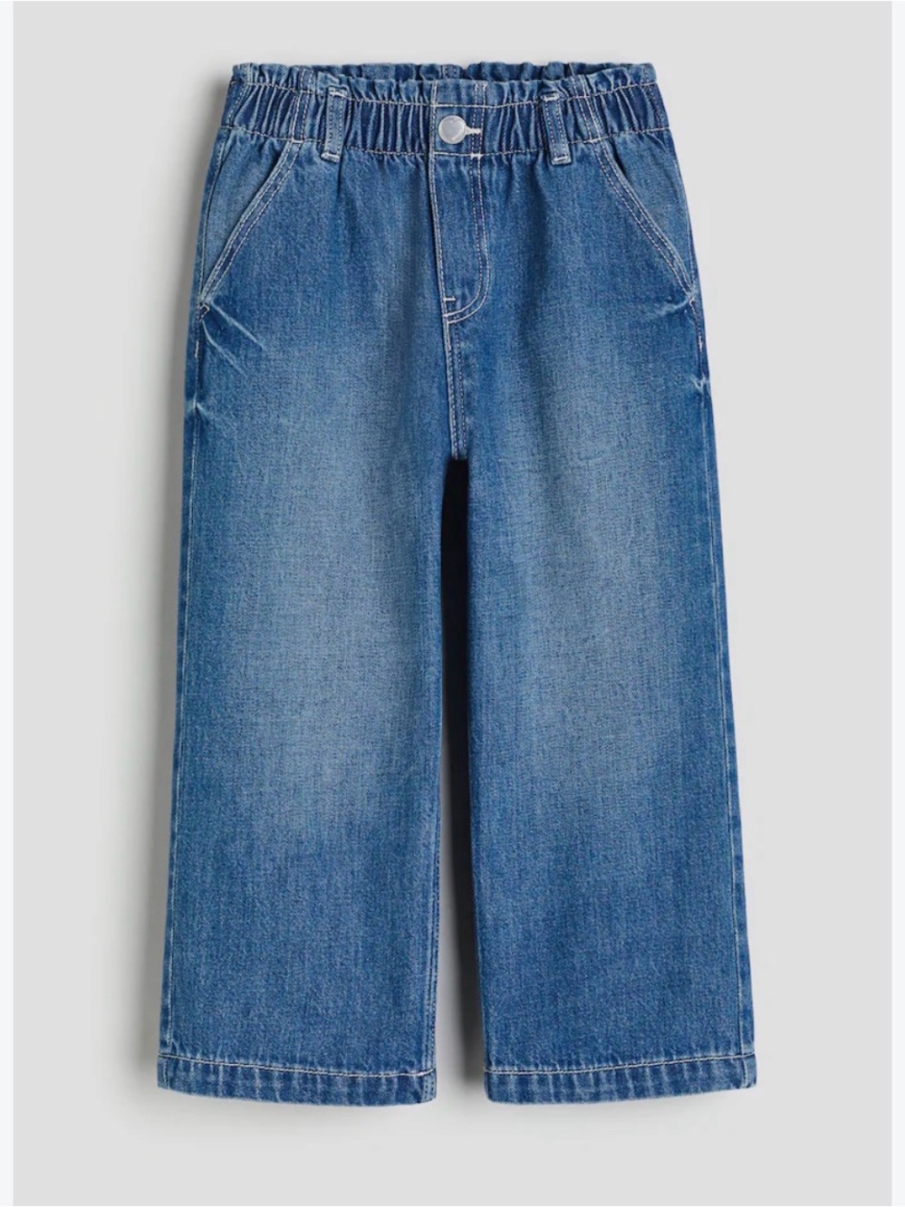 NWT H&M Girls Wide Leg Elastic Waist Blue Denim Jeans